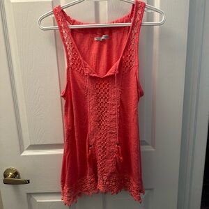 Maurices Coral Lace Trim Tank Top